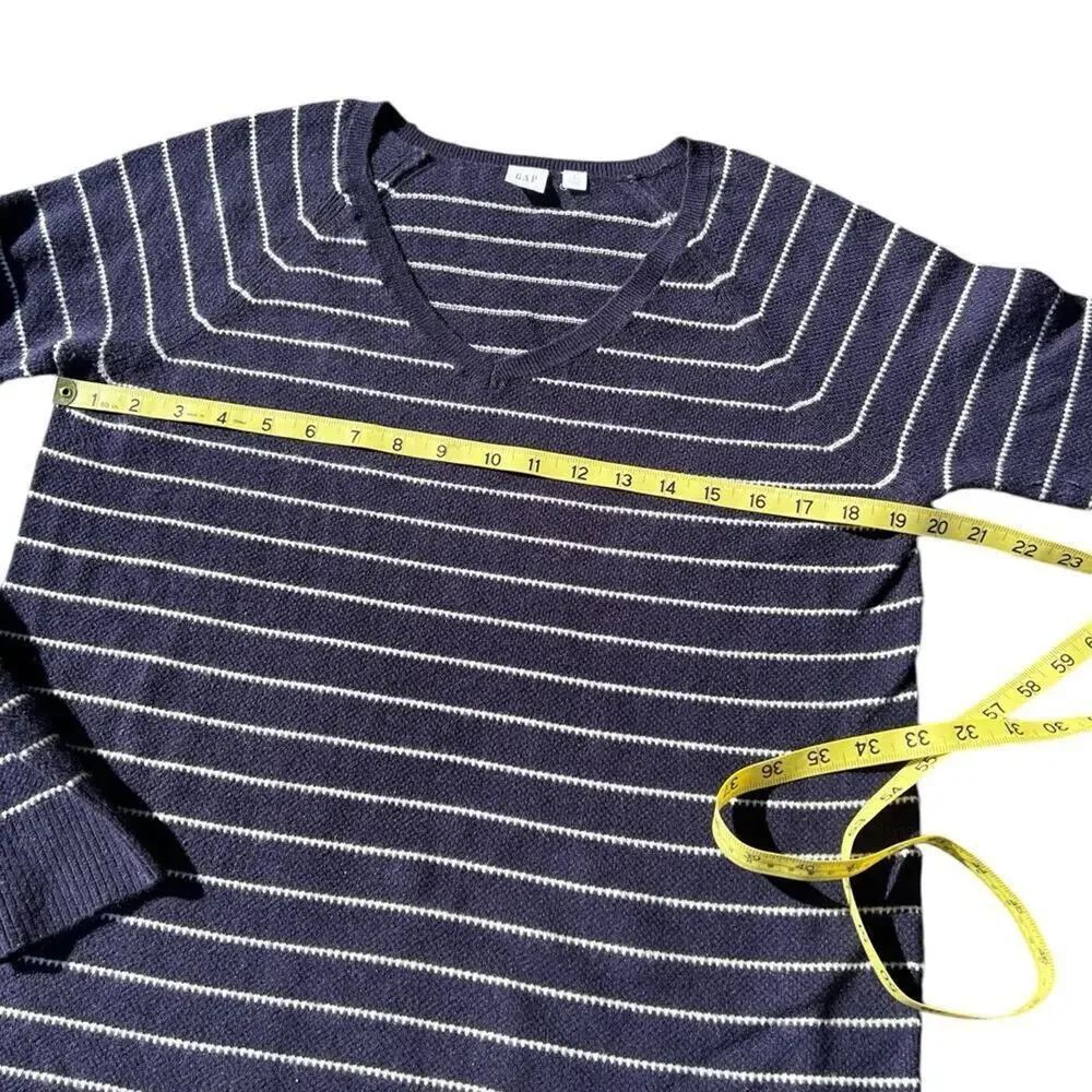 GAP V-neck navy stripe sweater-women's size Large TALL